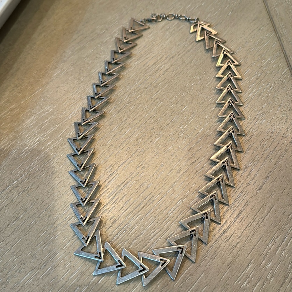 Silver triangle link chain, 26” adjustable